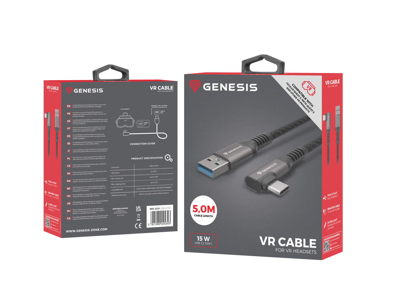 Genesis VR-кабель USB-C/USB-A M/M 5M