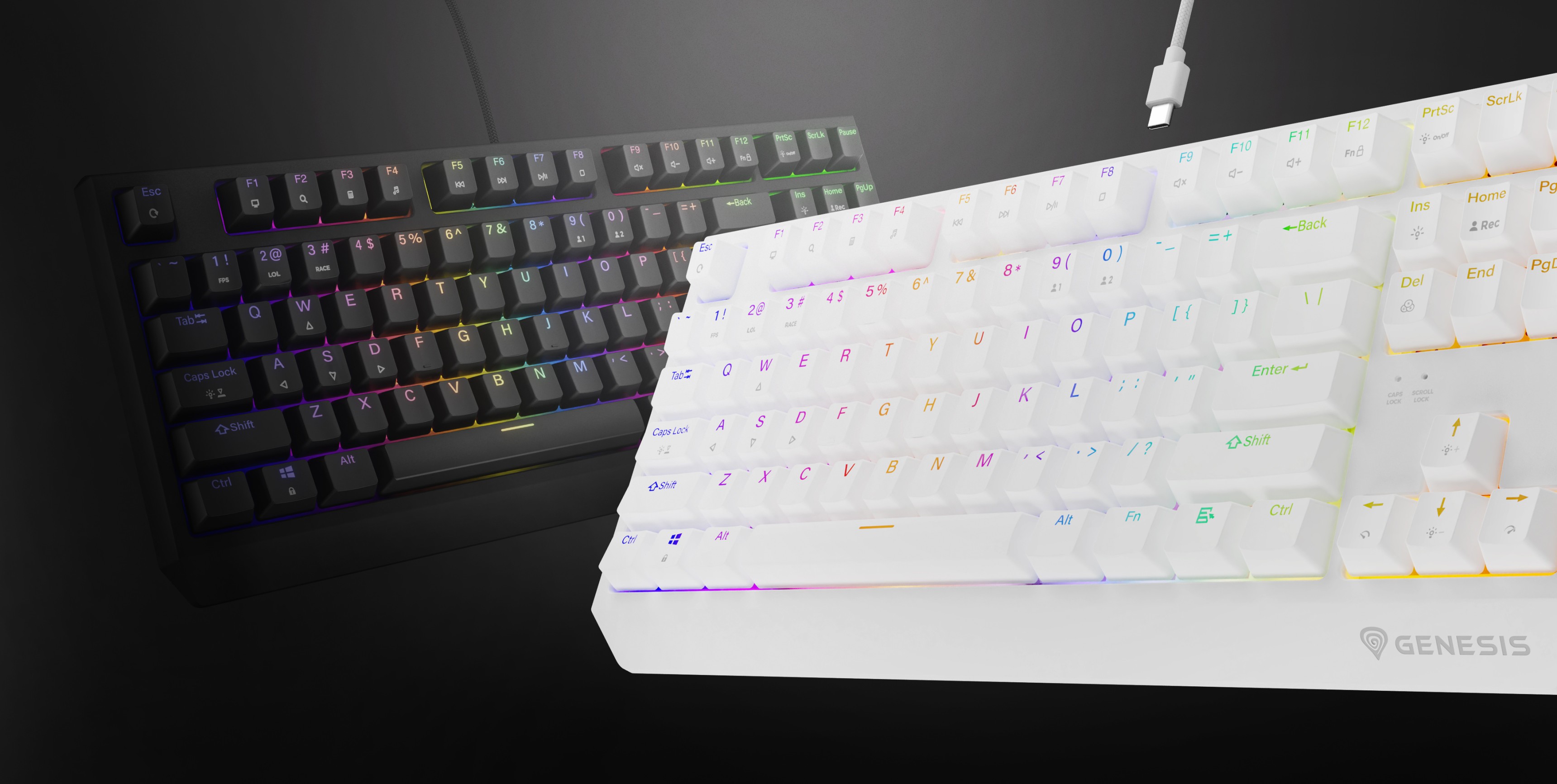 Механічна клавіатура RGB з чорним і білим кольором, з можливістю гарячої заміни перемикачів Outemu Red