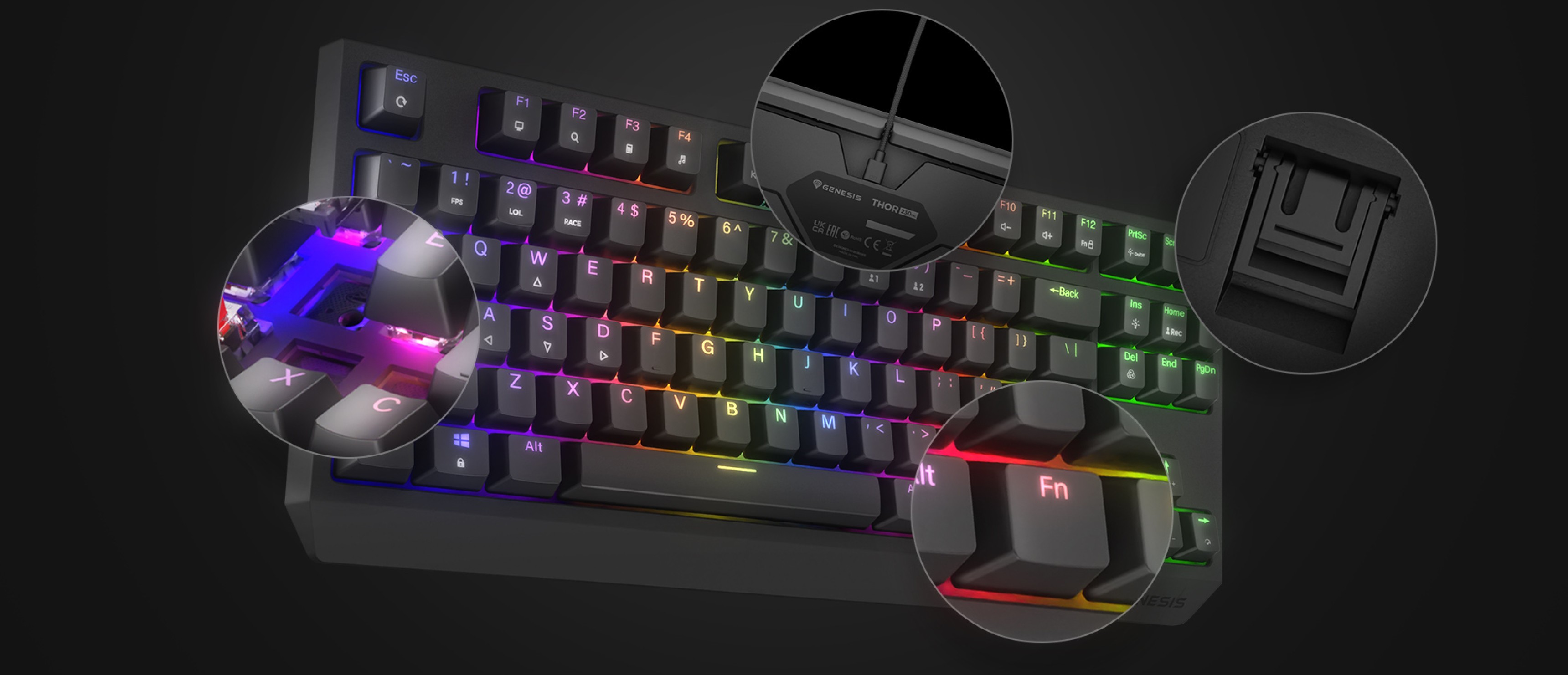 Механічна ігрова клавіатура з настроюваним RGB-підсвічуванням, можливістю гарячої заміни клавіш і компактною розкладкою TKL