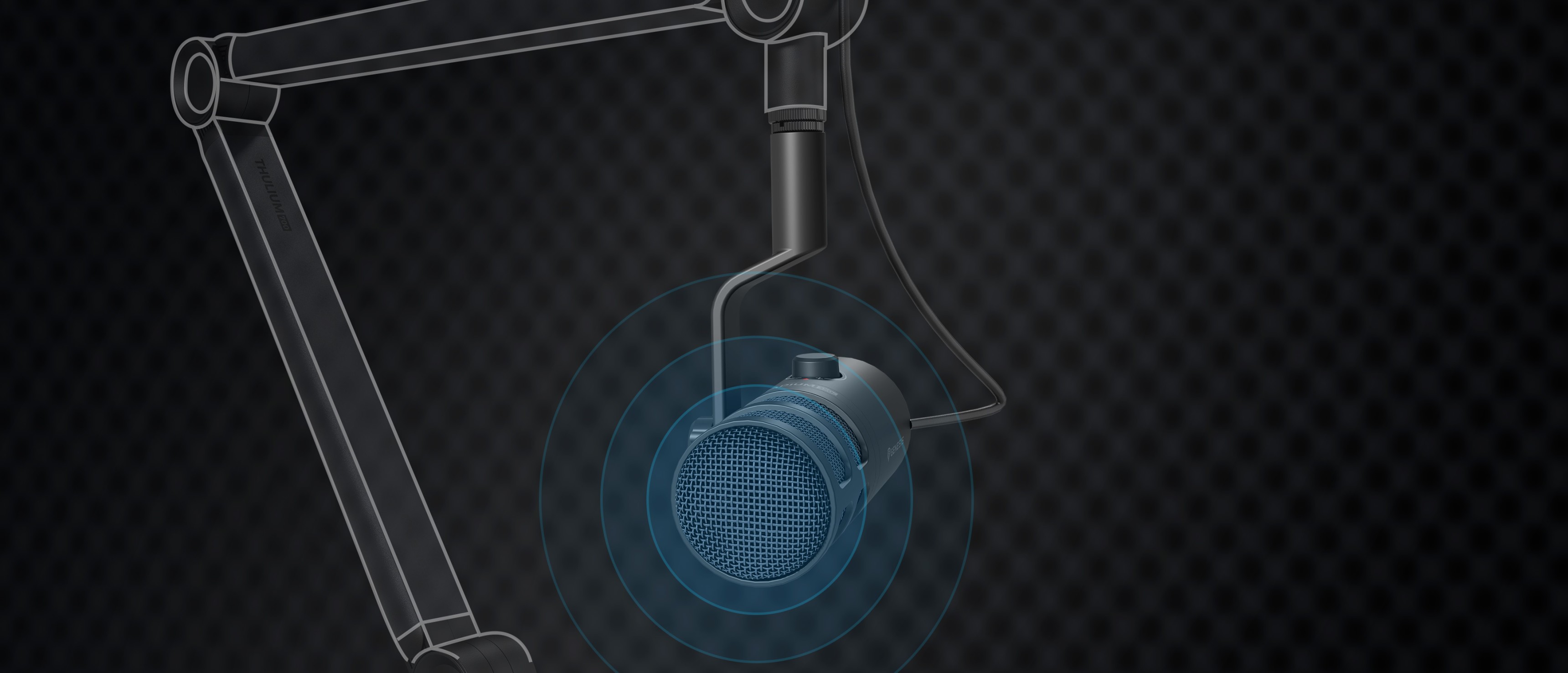 Динамічний USB-мікрофон MIKROFON GENESIS RADIUM 350D, продемонстрований з наочним зображенням його кріпильного кронштейна